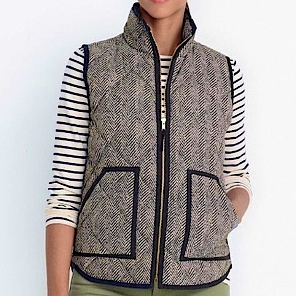 J. Crew Jackets & Blazers - J. CREW Women’s Herringbone Down Puffer Vest Zipper Front with Pockets